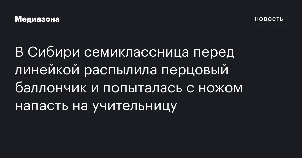 В Сибири семиклассница перед линейкой распылила перцовый баллончик и попыталась с ножом напасть на учительницу
