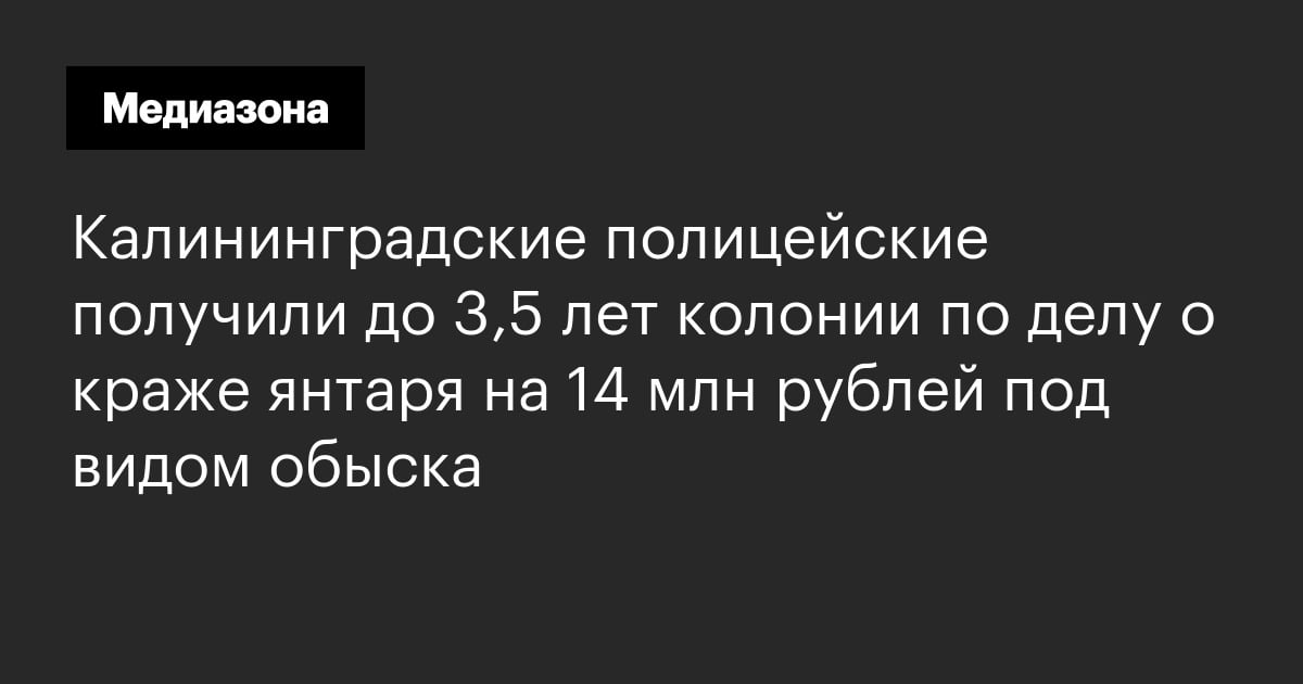 Калининградские полицейские получили до 3,5 лет колонии по делу о краже янтаря на 14 млн рублей под видом обыска