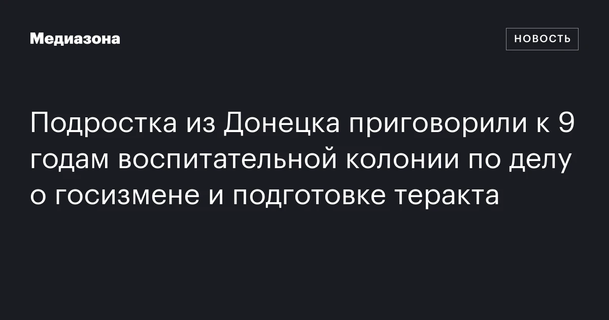 Подростка из Донецка приговорили к 9 годам воспитательной колонии по делу о госизмене и подготовке теракта