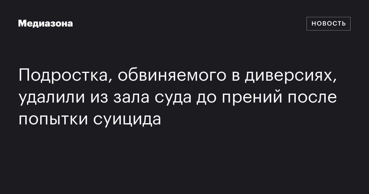 Подростка, обвиняемого в диверсиях, удалили из зала суда до прений после попытки суицида