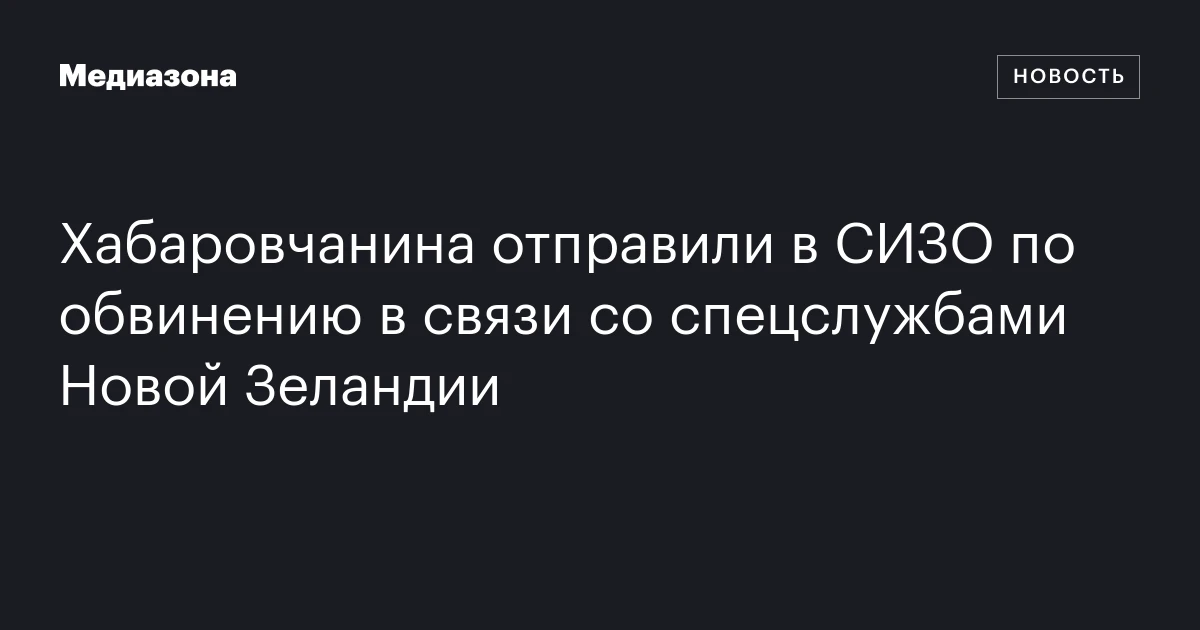 Хабаровчанина отправили в СИЗО по обвинению в связи со спецслужбами Новой Зеландии