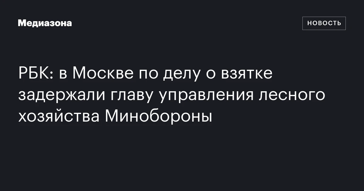 РБК: в Москве по делу о взятке задержали главу управления лесного хозяйства Минобороны