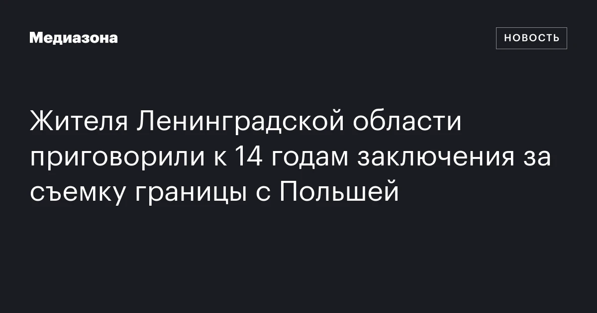 Жителя Ленинградской области приговорили к 14 годам заключения за съемку границы с Польшей