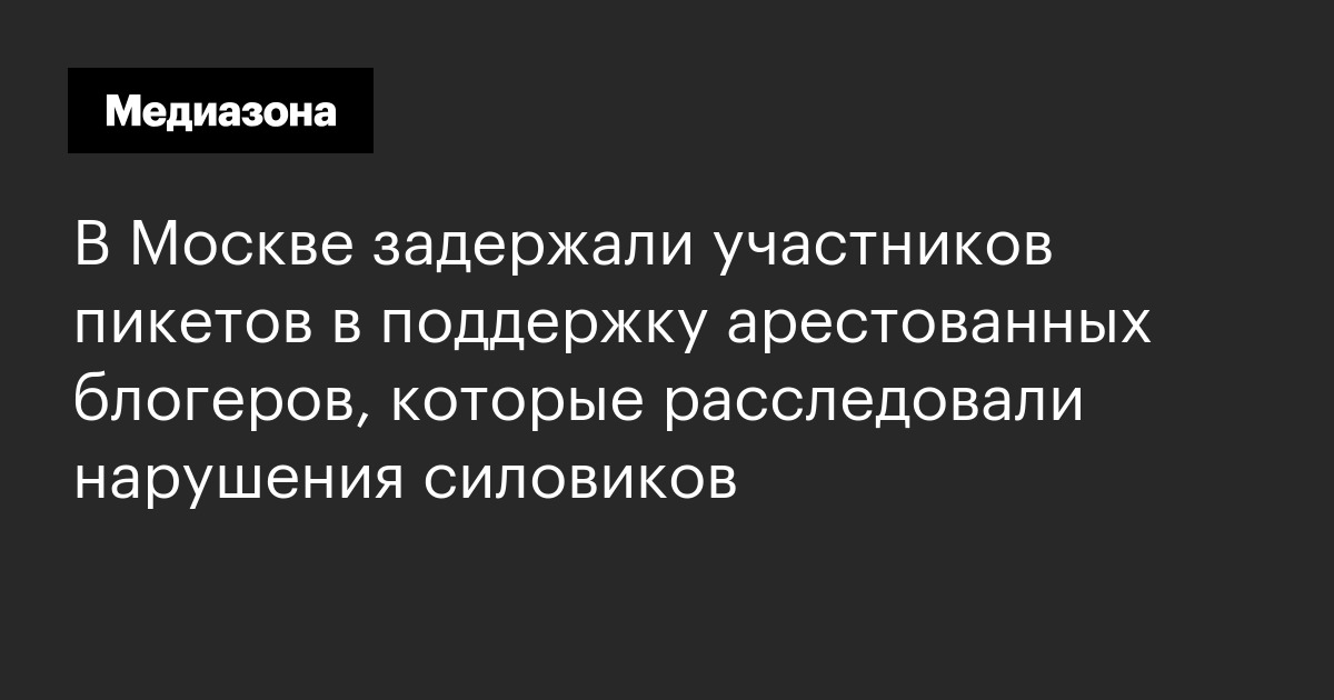В москве задержали участников пикетов в поддержку арестованных блогеров, которые расследовали нарушения силовиков