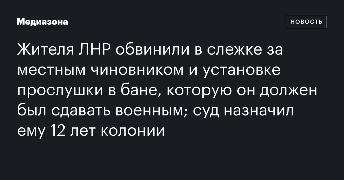 Жителя ЛНР обвинили в слежке за местным чиновником и установке прослушки в бане, которую он должен был сдавать военным; суд назначил ему 12 лет колонии