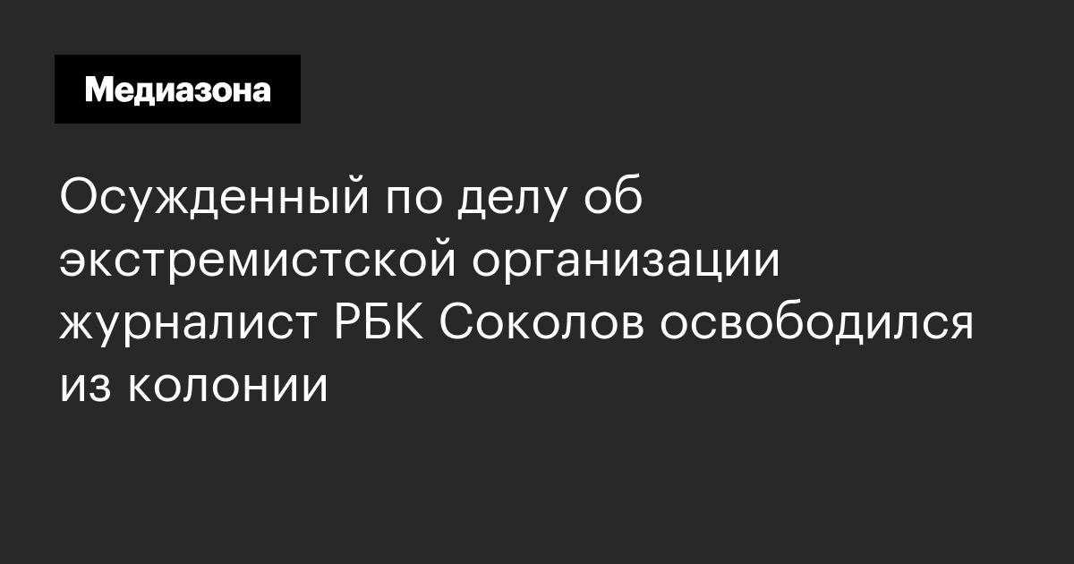 Осужденный по делу об экстремистской организации журналист РБК Соколов освободился из колонии