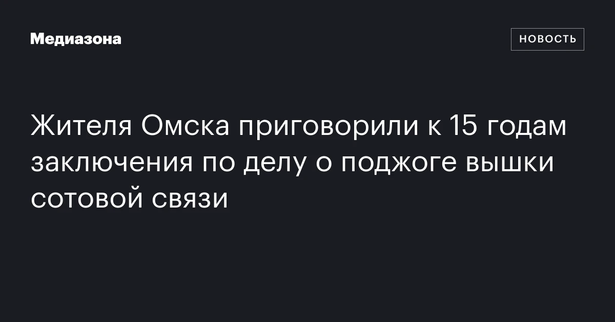 Жителя Омска приговорили к 15 годам заключения по делу о поджоге вышки сотовой связи