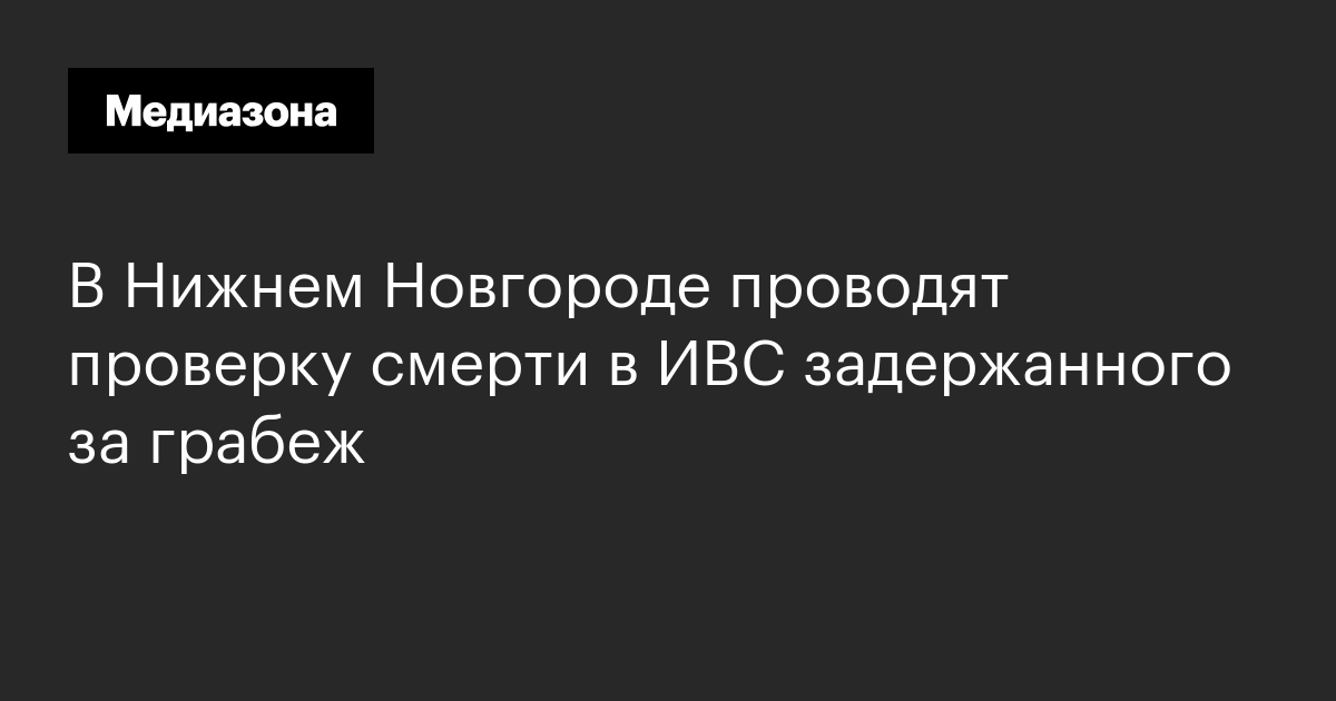 В нижнем новгороде проводят проверку смерти в ивс задержанного за грабеж