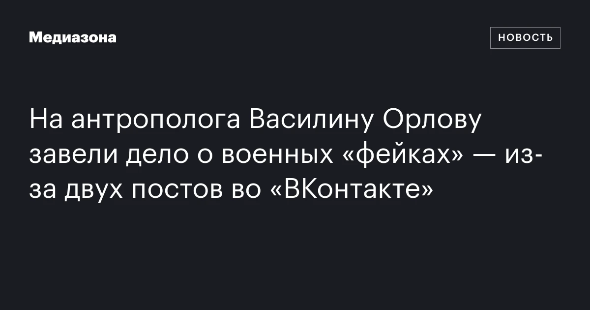 На антрополога Василину Орлову завели дело о военных «фейках» — из‑за двух постов во «ВКонтакте»