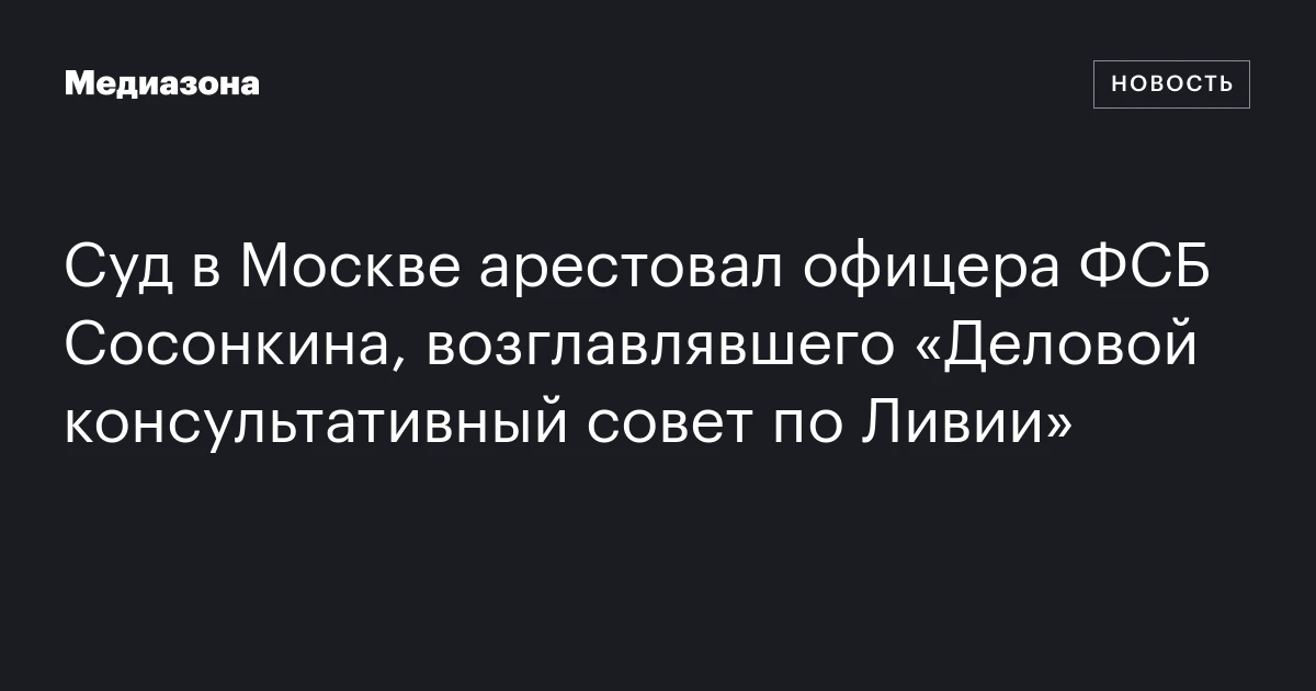 Суд в Москве арестовал офицера ФСБ Сосонкина, возглавлявшего «Деловой консультативный совет по Ливии»