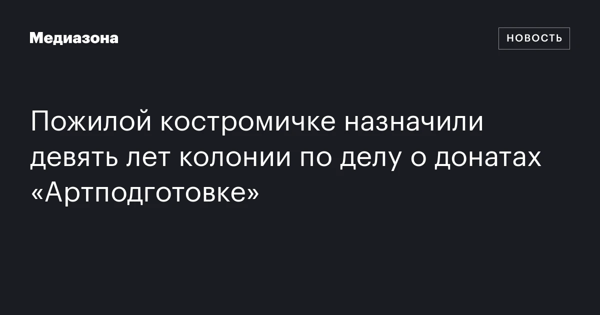 Пожилой костромичке назначили девять лет колонии по делу о донатах «Артподготовке»