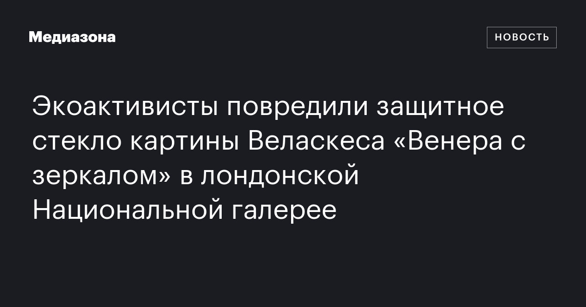 Экоактивисты повредили защитное стекло картины Веласкеса «Венера с ...