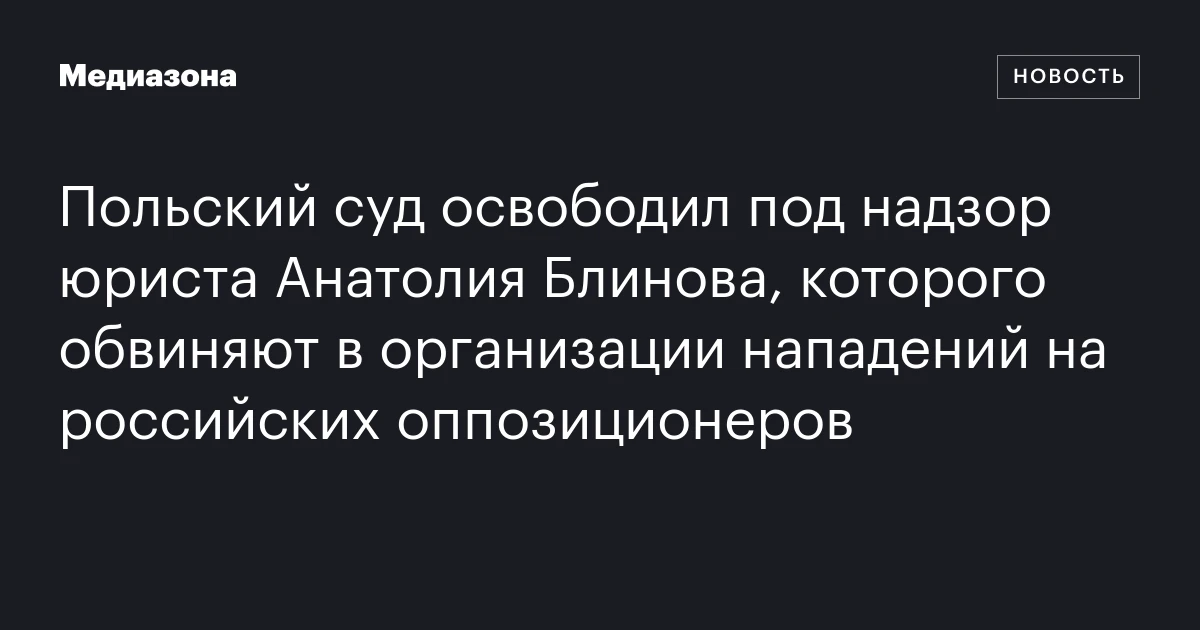 Польский суд освободил под надзор юриста Анатолия Блинова, которого обвиняют в организации нападений на российских оппозиционеров