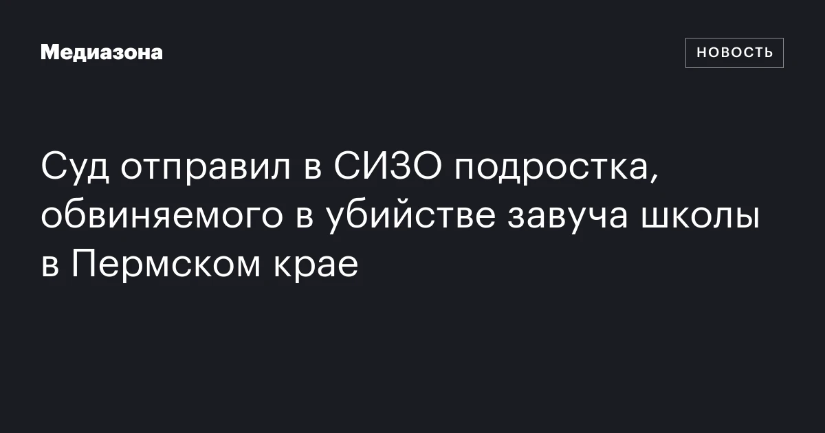 Суд отправил в СИЗО подростка, обвиняемого в убийстве завуча школы в Пермском крае
