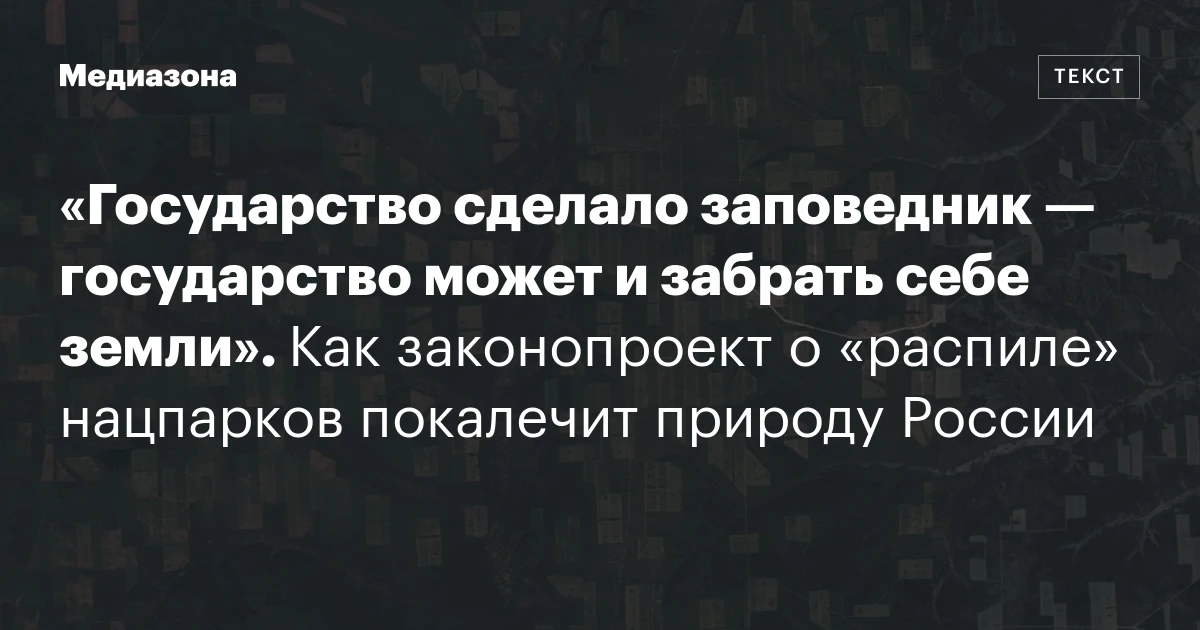 «Государство сделало заповедник — государство может и забрать себе земли». Как законопроект о «распиле» нацпарков покалечит природу России