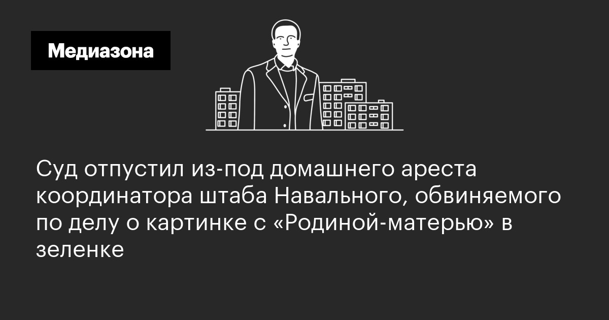 Суд отпустил из-под домашнего ареста координатора штаба навального, обвиняемого по делу о картинке с «родиной-матерью» в зеленке