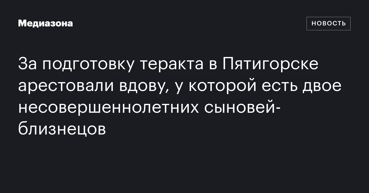 За подготовку теракта в Пятигорске арестовали вдову, у которой есть двое несовершеннолетних сыновей‑близнецов