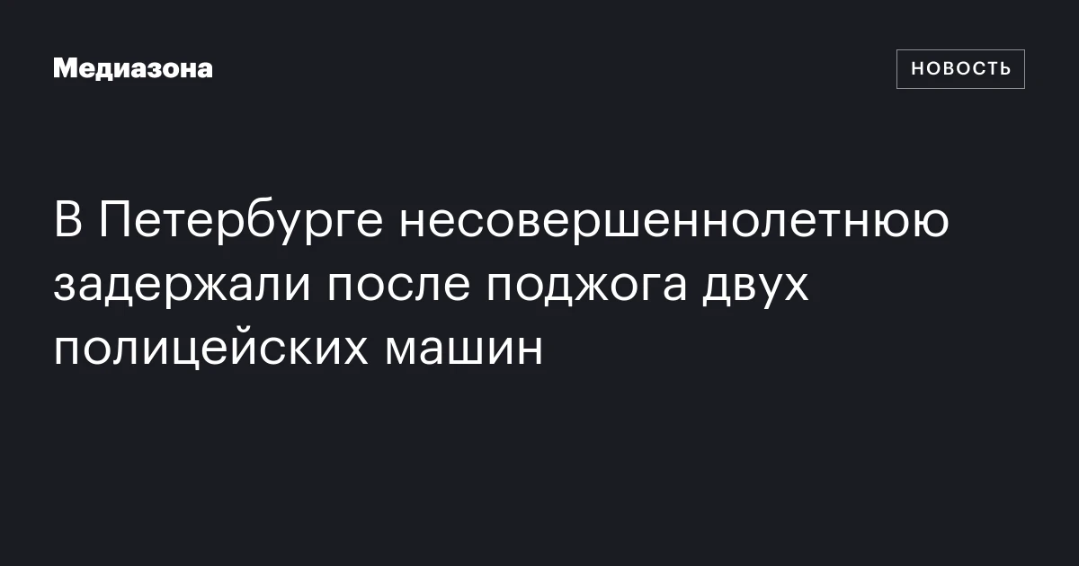 В Петербурге несовершеннолетнюю задержали после поджога двух полицейских машин