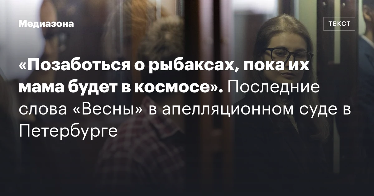 «Позаботься о рыбаксах, пока их мама будет в космосе». Последние слова «Весны» в апелляционном суде в Петербурге