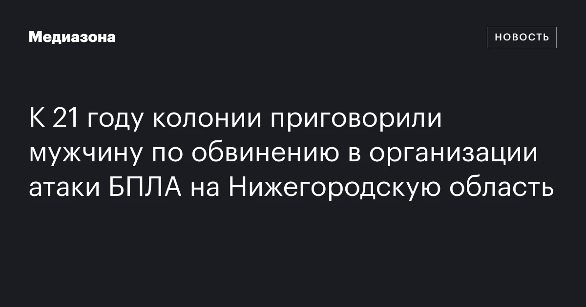 К 21 году колонии приговорили мужчину по обвинению в организации атаки БПЛА на Нижегородскую область