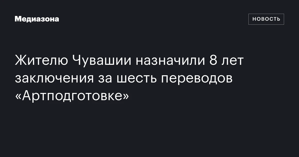 Жителю Чувашии назначили 8 лет заключения за шесть переводов «Артподготовке»