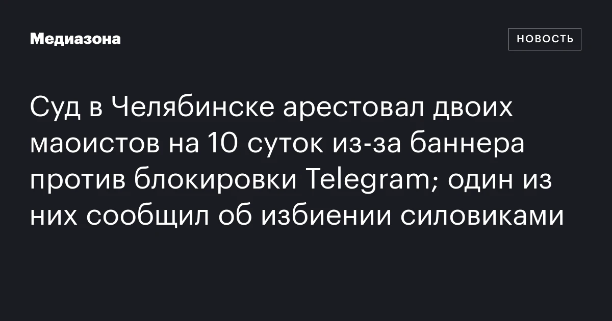 Суд в Челябинске арестовал двоих маоистов на 10 суток из‑за баннера против блокировки Telegram; один из них сообщил об избиении силовиками