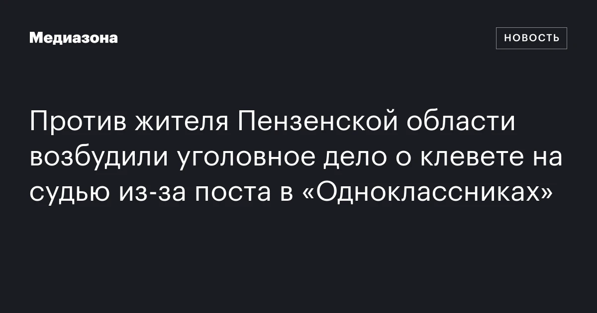 Против жителя Пензенской области возбудили уголовное дело о клевете на судью из‑за поста в «Одноклассниках»