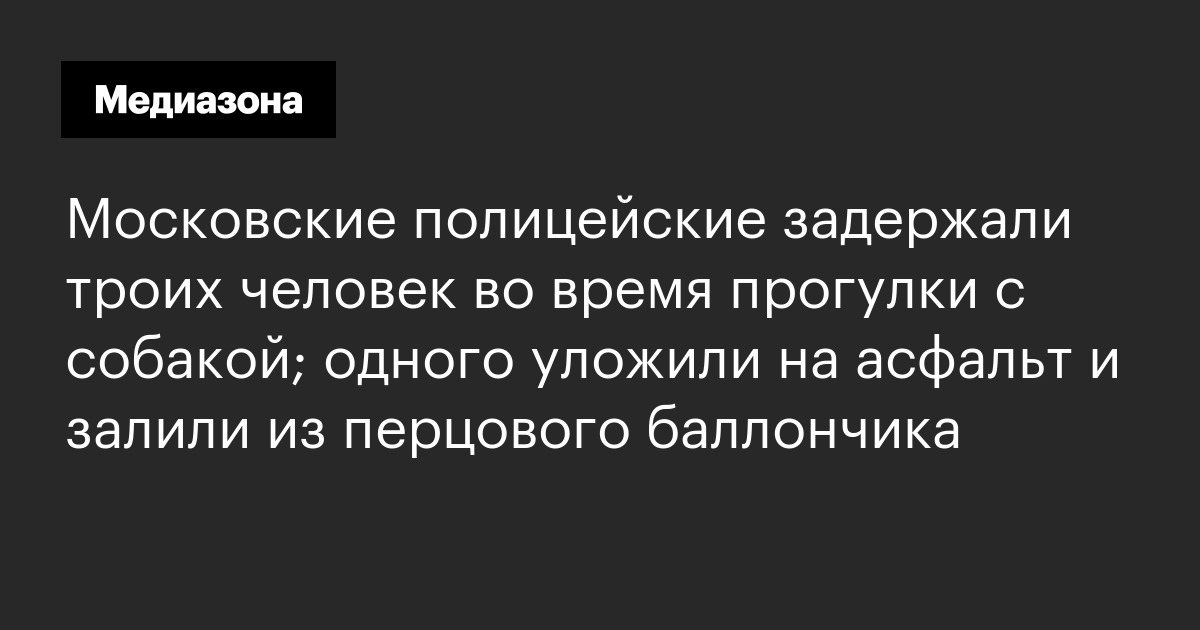 Московские полицейские задержали троих человек во время прогулки с собакой; одного уложили на асфальт и залили из перцового баллончика
