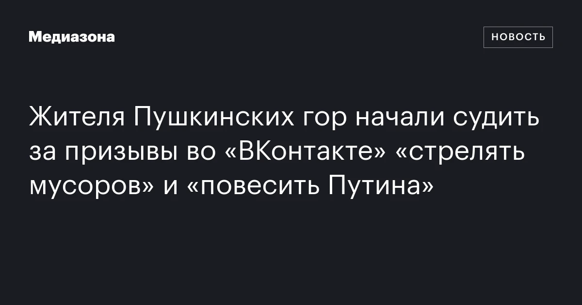 Жителя Пушкинских гор начали судить за призывы во «ВКонтакте» «стрелять мусоров» и «повесить Путина»