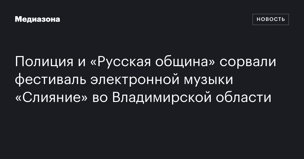 Полиция и «Русская община» сорвали фестиваль электронной музыки «Слияние» во Владимирской области