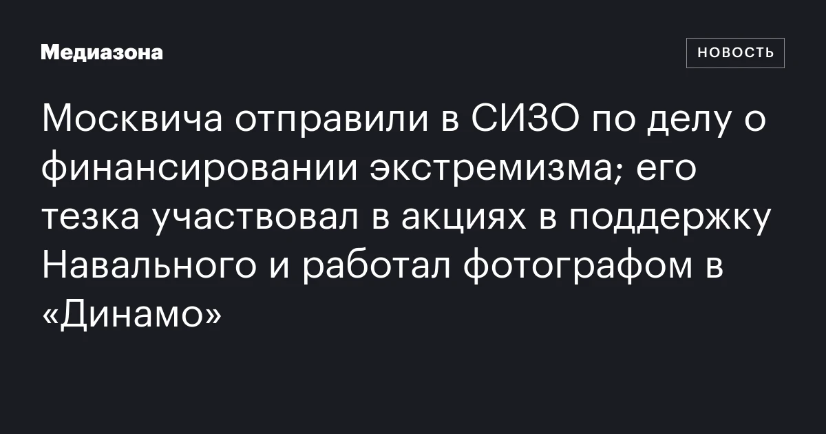 Москвича отправили в СИЗО по делу о финансировании экстремизма; его тезка участвовал в акциях в поддержку Навального и работал фотографом в «Динамо»