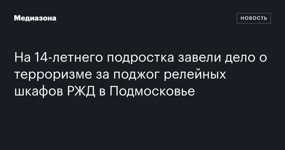 На 14‑летнего подростка завели дело о терроризме за поджог релейных шкафов РЖД в Подмосковье
