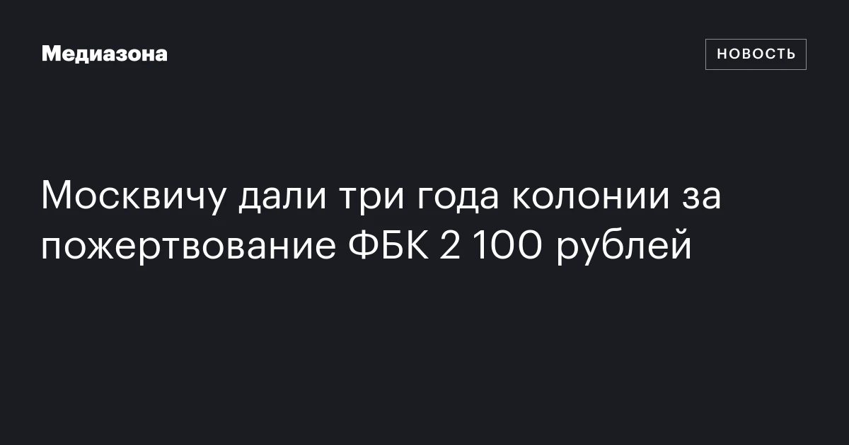 Москвичу дали три года колонии за пожертвование ФБК 2 100 рублей