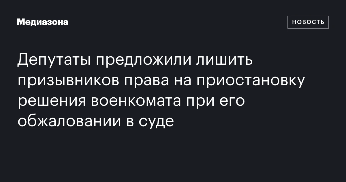 Депутаты предложили лишить призывников права на приостановку решения военкомата при его обжаловании в суде