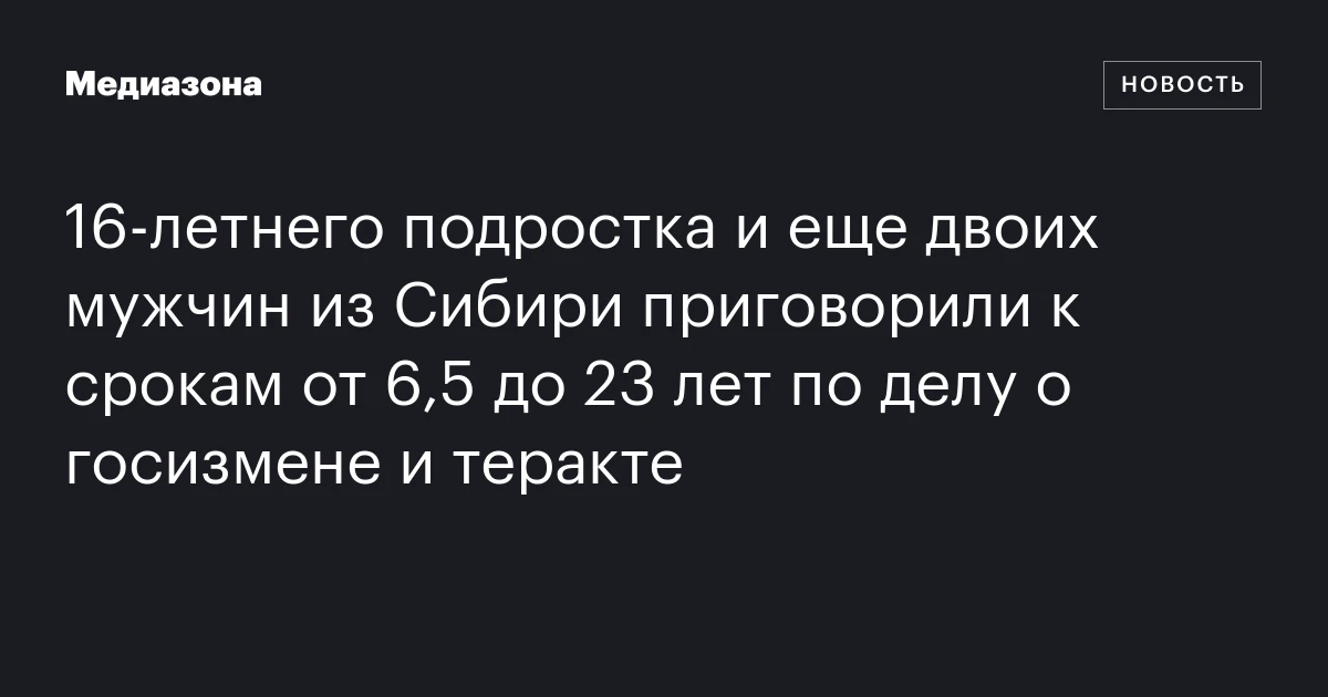 16‑летнего подростка и еще двоих мужчин из Сибири приговорили к срокам от 6,5 до 23 лет по делу о госизмене и теракте