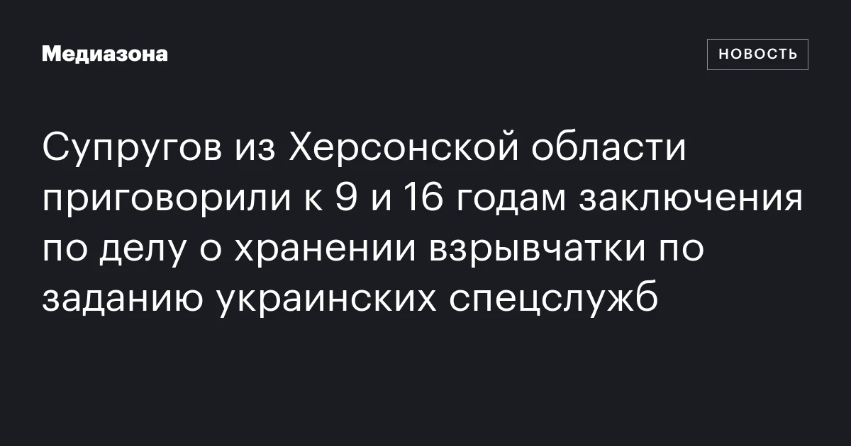 Супругов из Херсонской области приговорили к 9 и 16 годам за