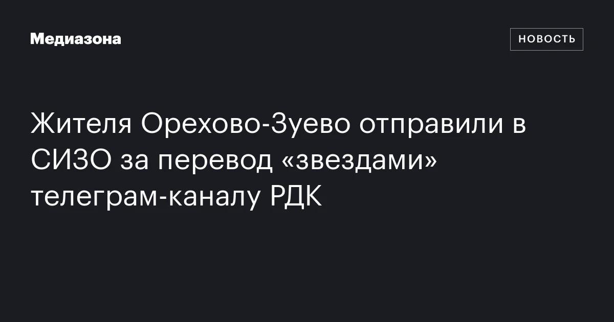Жителя Орехово‑Зуево отправили в СИЗО за перевод «звездами» телеграм‑каналу РДК