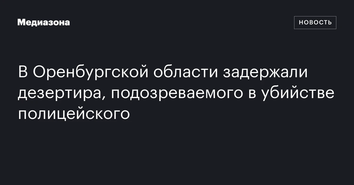 В Оренбургской области задержали дезертира, подозреваемого в убийстве полицейского