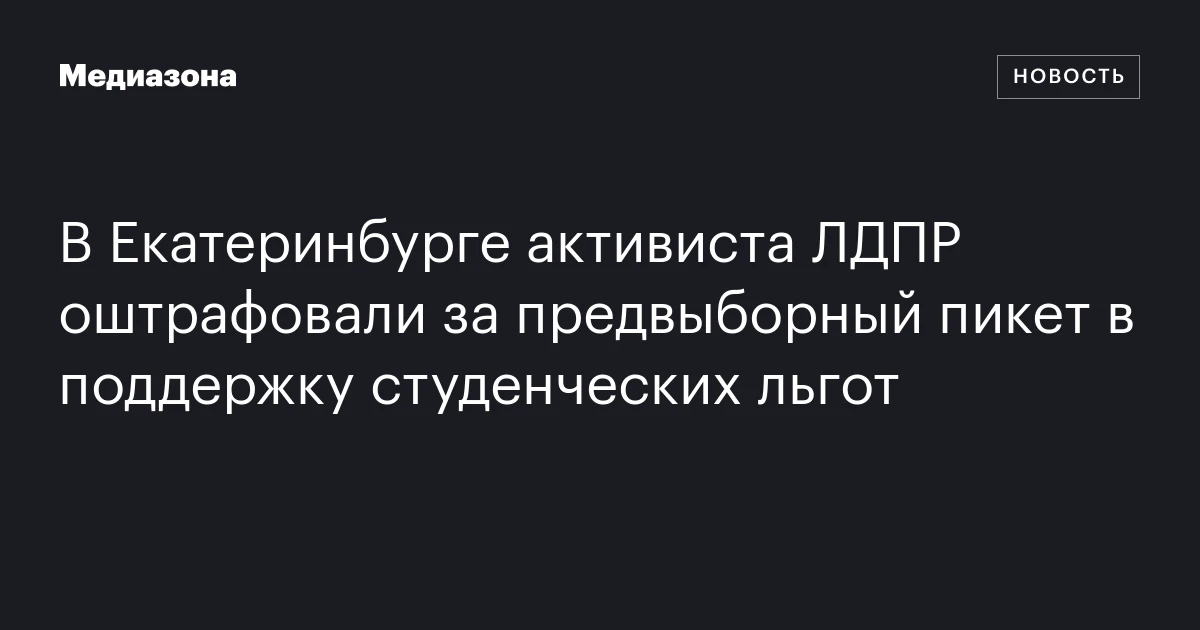 В Екатеринбурге активиста ЛДПР оштрафовали за предвыборный пикет в поддержку студенческих льгот