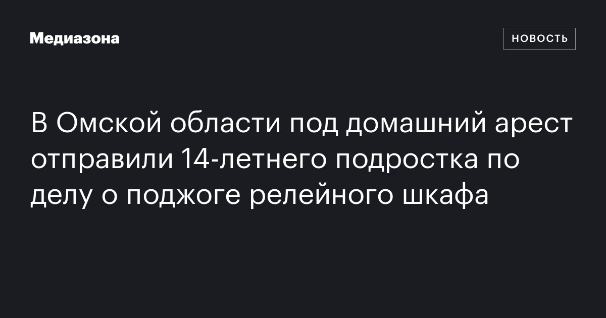 В Омской области под домашний арест отправили 14‑летнего подростка по делу о поджоге релейного шкафа