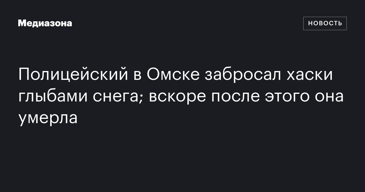 Полицейский в Омске забросал хаски глыбами снега; вскоре после этого она умерла