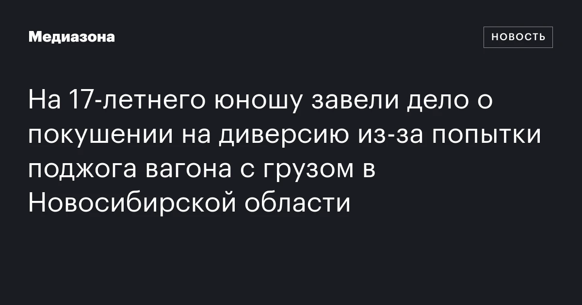 На 17‑летнего юношу завели дело о покушении на диверсию из‑за попытки поджога вагона с грузом в Новосибирской области