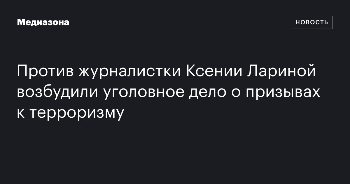 Против журналистки Ксении Лариной возбудили уголовное дело о призывах к терроризму