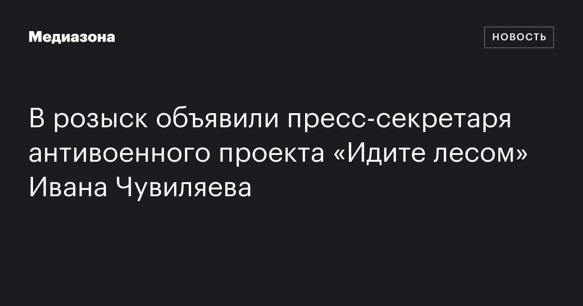 В розыск объявили пресс-секретаря антивоенного проекта «Идите лесом» Ивана Чувиляева