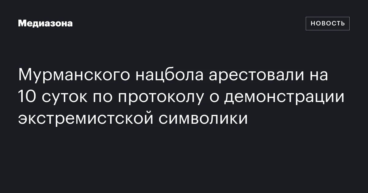 Мурманского нацбола арестовали на 10 суток по протоколу о демонстрации экстремистской символики