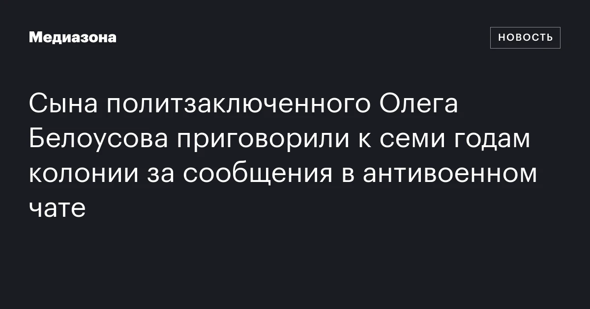 Сына политзаключенного Олега Белоусова приговорили к семи годам колонии за сообщения в антивоенном чате