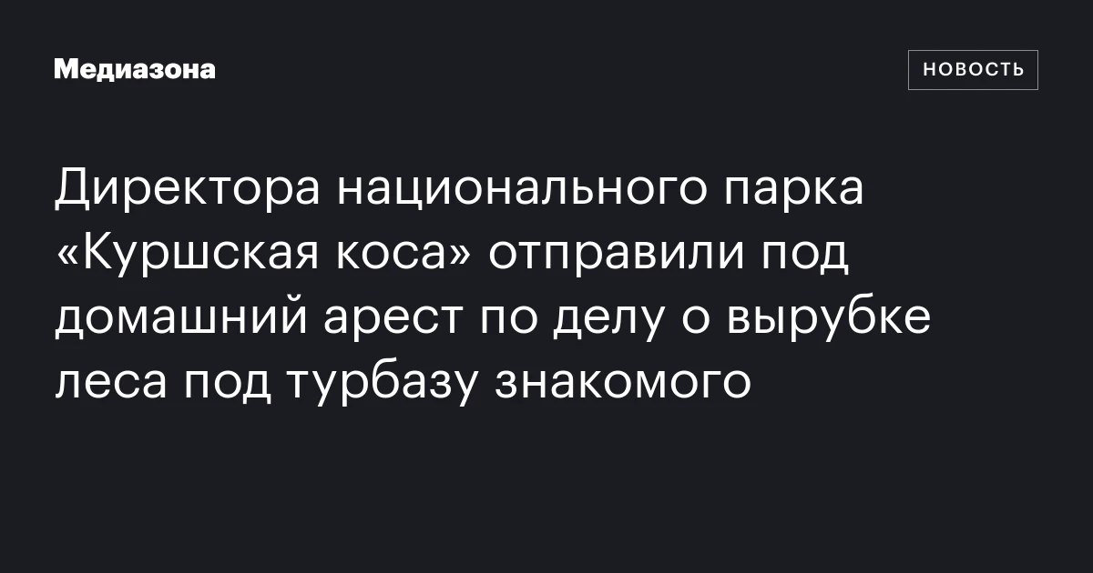 Директора национального парка «Куршская коса» отправили под домашний арест по делу о вырубке леса под турбазу знакомого