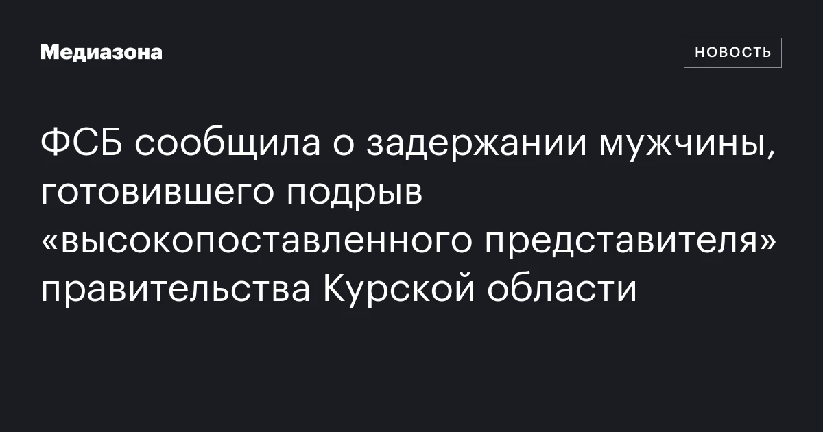 ФСБ сообщила о задержании мужчины, готовившего подрыв «высокопоставленного представителя» правительства Курской области
