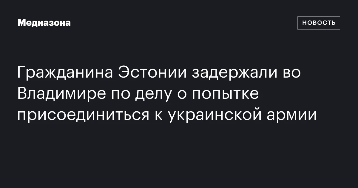 Гражданина Эстонии задержали во Владимире по делу о попытке присоединиться к украинской армии