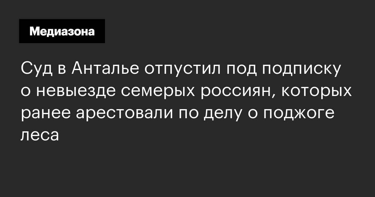 Суд в анталье отпустил под подписку о невыезде семерых россиян, которых ранее арестовали по делу о поджоге леса